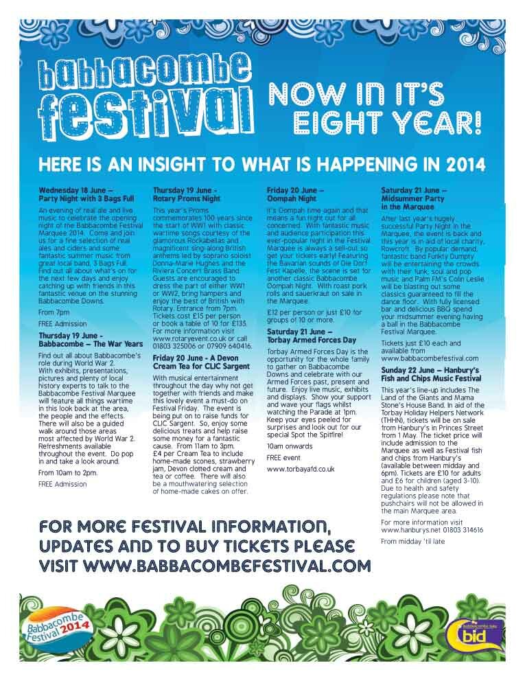 Babbacombe Festival 18th-22nd June 2014